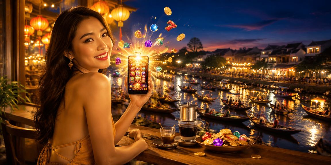 Cảnh chơi slot game trong quán café Cần Thơ